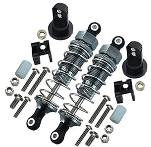 GPM RACING Tamiya Lunch Box Upgrade Parts Aluminium Front Adjustable Spring Damper (70mm) & Protector Mount - 1Pr Set Grey Silver