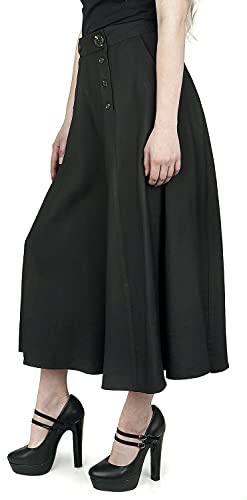 Hell Bunny Jupe-Culotte Murphy Femme Pantalon en Toile Noir Marlene