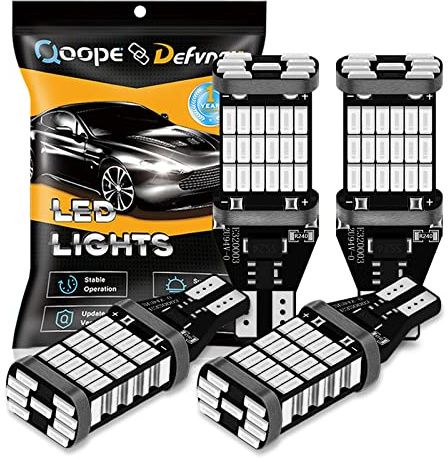DEFVNSY - Förpackning med 4 - Super Bright 921 LED-lampa 912 LED Backup-glödlampor High Power 45-SMD 4014 Chipsets Felfri T15 906 W16W LED-lampa för back-up-lampor Bakljus, Xenon Red | 12 V-24 V DC, 1 220 lums, icke-polaritet, Canbus felfri 912 45SMD 4014 chipset, för backup-bromslampor positionsljus
