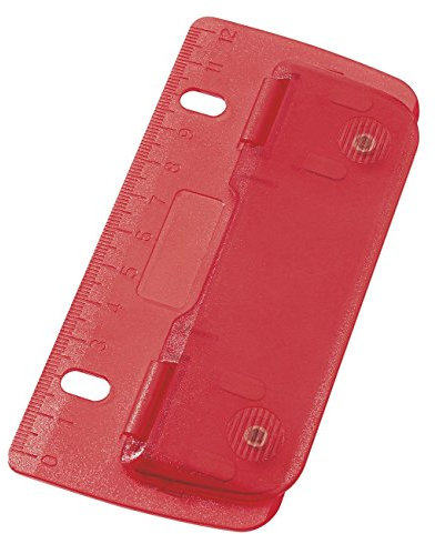 WEDO Taschenlocher aus Kunststoff zum Abheften für 8 cm Lochung, mit 12 cm Skala (rot, 1 Locher)