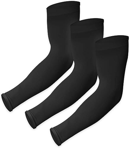 Ksnnrsng Manchettes de Bras Manchon Bras Anti-UV Protection UPF 50+ Manche de Bras Respirante Manchettes pour Hommes Femmes pour Cyclisme Refroidissement Chevauchée Sport (3 Paires Noir)