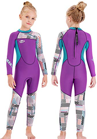 Gogokids Kinder Neoprenanzüge Thermische Bademode, Mädchen Einteiler Badeanzüge 2.5mm Neopren Taucheranzug Rash Guard Schnorchelanzug UV-Schutz 50+, M