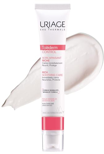 Uriage Toléderm Rich Face lugnande kräm för intolerant, känslig och torr hud, 40 ml - Lugnar och näring - Minimalistisk formel för hög tolerans - inga konserveringsmedel och doftfri