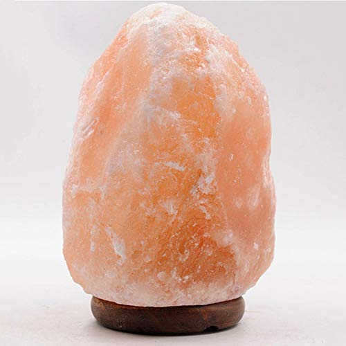 Lampada di sale domestica, lampada di sale rosa dell'Himalaya, cristallo di rocca naturale al 100%, base in legno, luce notturna per camera da letto con sorgente luminosa 5-7kg