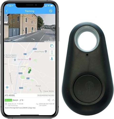 ReFind Traceur intelligent. Mini localisateur GPS Bluetooth. Pour retrouver clés, bagages, objets, animaux. TAG AIR compact bleu, rose, vert, noir, blanc. (Noir)