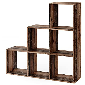 Vicco Scaffale a scala, Legno antico, 107.2 x 107.8 cm, utilizzabile come divisorio con 6 vani aperti