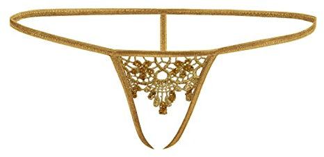 Sohimary 476 Damen Mini Offen Spitze String Tanga 32 34 36 38 XS S M Gold