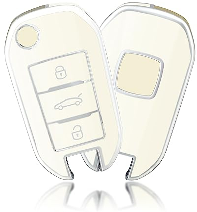OFFCURVE Etui a Cle Voiture Coque Clé, Étui à Clés Couvre Clef Cache Clef Apte à Peugeot 208 307 308 407 508 2008 3008 5008 RCZ Traveller Rifter Citroen C3 C4 C4L C5 DS6 Picasso Cactus Ople