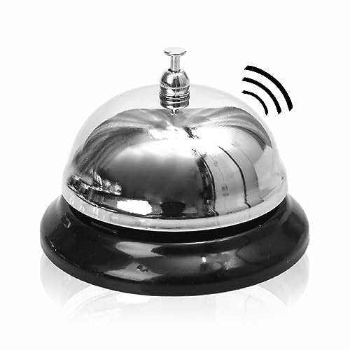 Call Bell Stainless Steel Reception Bell Hand Held Desk Service Bell Counter Top Bell Attention Call Ringer Butler Waiter Bell For Hotels Concierge Area Schools Bar Restaurants Accessories (Silver)