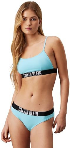 Calvin Klein Haut de Bikini Femme Bralette Nylon sans Armatures, Bleu (Blue Punch), L