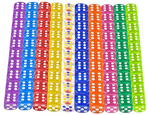 N/C NC 100 Stück Transparent Würfel Set, Sechsseitiger Würfel,Würfel Set, Würfelspiele Tischspiele, Würfelspiele Tischspiele, Mehrfarben Würfel Set, Würfel Bunt Glitzer, Würfel Set