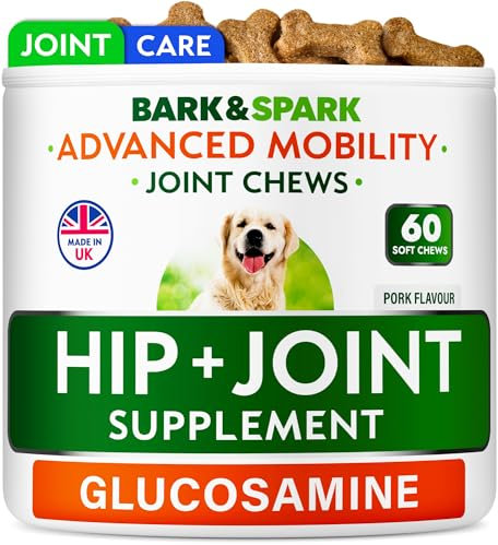 BARK&SPARK Joint Supplement for Senior & Adult Dogs – Glucosamine & Chondroitin for Mobility Support – Hip & Joint Care Chews – Made in the UK – 60 Soft Treats
