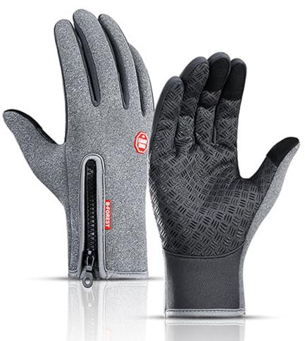 HYLM Thermo Alpin, Freezer Thermo-Handschuhe für Herren, warm, Touchscreen, wasserdicht, für den Winter (A0001-GY, L)