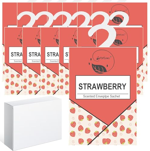 14pcs Profuma Armadio Vestiti, Profumatore Auto, Profumatori Armadio e Cassetti, Profumo Aromi Sacchetti Lavanda Profumati per Armadio Cassetti Armadietti, Scarpiera Deodorante Armadio… (Fragola)