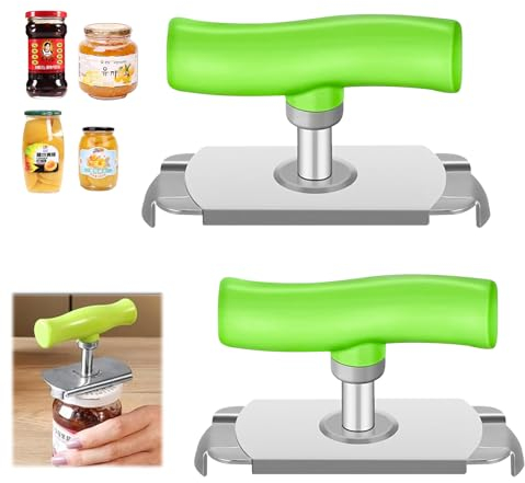 2 Pezzi Apribottiglie Regolabile,Acciaio Inossidabile Apri Barattoli,Strumento Apri Barattolo Versatile,Apribottiglie Per Anziani,Apriscatole a Mano,Per Anziani,Artrite,Ecc. Verde