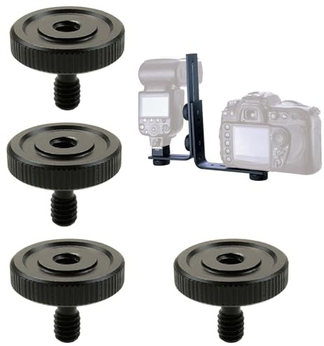 Fc'Noqgn 2 Set Vite ad Alette per Fotocamera a Sgancio Rapido con, Rondelle in Gomma per Viti a Treppiede da 1/4 Femmina a 1/4 Maschio con Filettatura a L per Il Montaggio della Telecamera