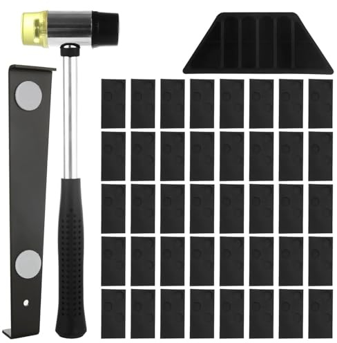 LOPYXBR Set di 73 pezzi in laminato, set di posa in vinile per pavimenti in laminato con 70 distanziatori, martello in gomma su entrambi i lati, blocco e barra di tiraggio, set per parquet laminati
