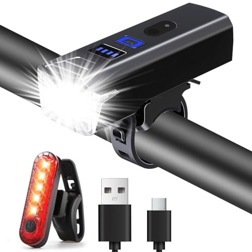 Chasinglee Luces de bicicleta recargables USB, luces LED potentes súper luminosas 2000 lúmenes luz bicicleta delantera y trasera, impermeable IPX5 juego de luces para bicicleta para carretera y