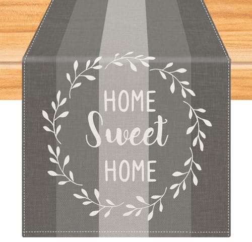 Kiatuniya Runner Moderna Grigio da Tavolo - Strisce Tavola Decorativa Lavabile per Cucina, Ristorante, Feste - 40x140 cm