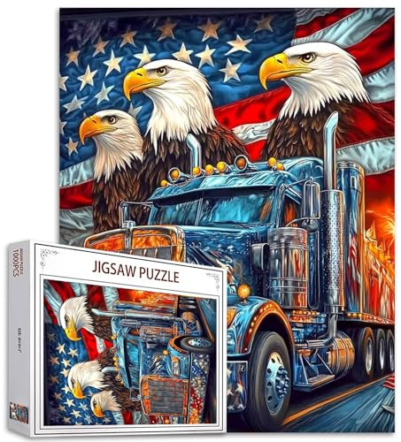 Jigsaw Puzzles 1000 Stücke für Erwachsene, Familien (USA Flagge, Amerika Adler, Auto, LKW, Flamme) Stücke passen perfekt zusammen 19.7''x27.6''inch Tier/Wildlife Frameable Magic Puzzle Art（Red）
