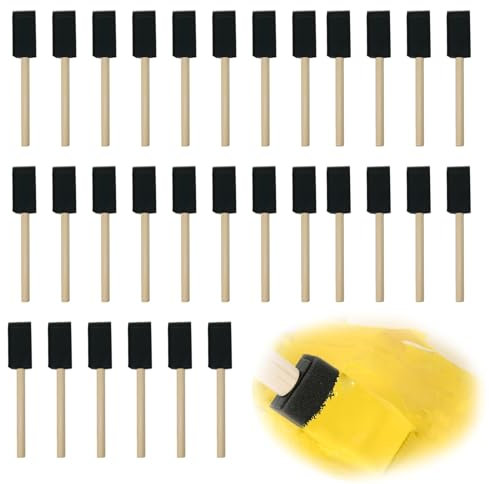 30 Pcs Foam Paint Brushes, Foam Brushes, Sponge Paint Brushes, Sponge Brush, Foam Brush, Paint Brush With Wood Handle, Foam Brushes For Wood Stain For Various Paints And Pigments(Black) ﻿