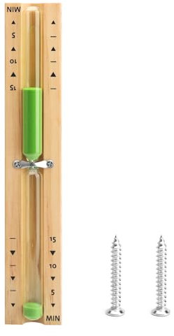 UOCAI Sablier pour sauna - Accessoire de minuterie - 15 minutes - Minuteur de cuisine - Résistant à la chaleur - Sauna - Sablier en bois - Vert sable