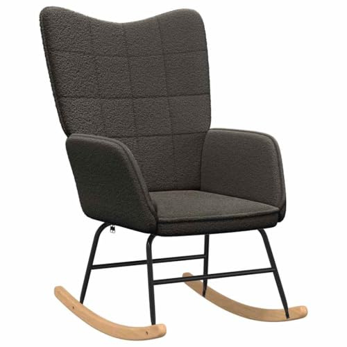 vidaXL Mecedora Gris Oscuro Tela Sherpa, Sillón para Sala, Silla Mecedora Moderna, Asientos Elegantes, Rocker Acolchado, Estilo Minimalista para tu hogar