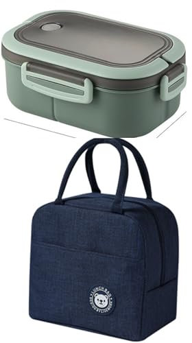 Marjoramy 1200ml Fiambreras Bento, Fiambrera Comida Trabajo Con Bolsa Térmica Porta Alimentos, Fiambrera Con Bolsa, Lonchera Portátil Para Microondas Escuela, Picnic, Viajes