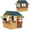AIYAPLAY Casita Infantil Exterior de Madera Plegable Casa Jardín Infantil con 2 Pizarras Ventanas y Toldo Casita de Juegos para Niños a Partir de 3 Años Natural