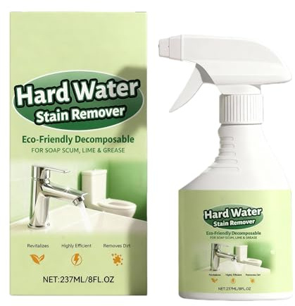 Hårt vattenborttagare, 237 ml, rengöringsspray, kalkborttagare, glasfläckborttagare, anti-kalk, djuprengöring för dusch, badkar, kran, tvättställ, badrum, lägenhet