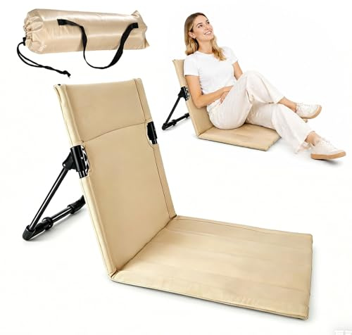 bssmmai Beach mat with backrest,Super Lightweight Folding Camping Chair - Portable Beach Chair with Carry Bag for Beach, Picnics, Camping, Hiking and Outdoors
