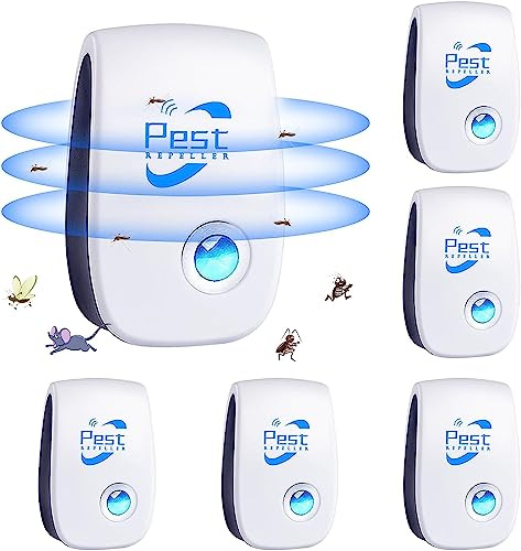 Repelente Ultrasónico de Plagas, 6 Pack Electrónico Repelente Mosquitos Insectos Control de Plagas,Repelente Ultrasónico Ratas para Interiores Anti Cucarachas, Moscas, Mosquitos, Ratones, Arañas