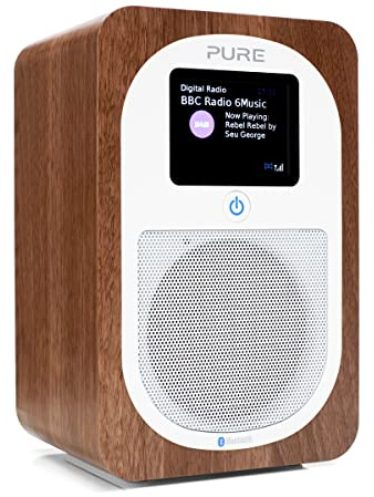 Pure Evoke H3 portable Digital Radio (DAB/DAB+/FM radio, Bluetooth, sleep timer, alarm function, countdown timer, 40 station presets, AUX, battery operation possible) Wood Walnut