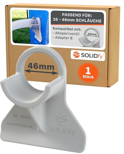 SOLIDfy® – 1 x 26 mm – 38 mm pool slanghållare böjskydd av plast i grått för Intex och Bestway