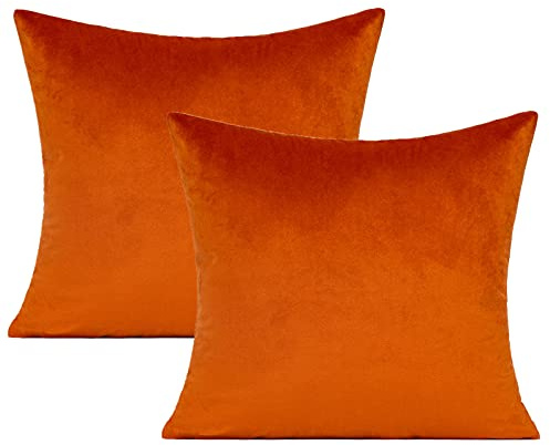 VAKADO Juego de 2 Fundas Decorativas de Almohada y cojín, 45 x 45 cm, Terciopelo Naranja Tostado, para Exterior, otoño, acción de Gracias, para Porche, Patio, sofá, Cama, Coche