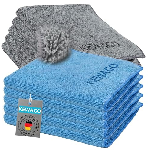 Kewago Premium Mikrofaser Reinigungstücher – 10er Set in 2 Farben – Microfasertuch 40x40 cm, 400 GSM – Saugstarke Microfasertücher für Autopflege, Trocknen & Polieren