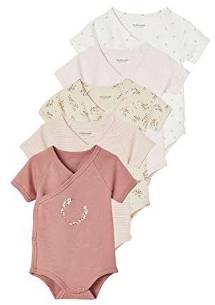 VERTBAUDET Lot de 5 bodies manches courtes bébé ouverture naissance rose pâle 12M(74CM)