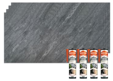 IZODEKOR Marble Look Wall Cladding -4 Pcs 120x60cm- Wall Panel for Bathroom, Kitchen & Bedroom, Alternative to Bathroom Tile, Shower Wall Panels, with 4X Adhesives Sealant | Iron Hand