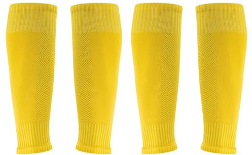 XSCQ 2/4/12 calzini da calcio manica per gamba scrunch, compressione polpaccio (taglia unica, 2 paia, giallo)