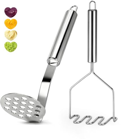 2 Pcs Potato Masher for Potatoes, 9 Inches Stainless Steel Wire Mashed Potato Ricer, Potatoes Mashers Set for Bean, Vegetable, Fruits, Avocados, Meat Etc.