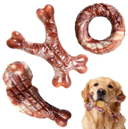 Lot de 3 Jouets à mâcher Ultra-résistants pour Chiens de Taille Moyenne