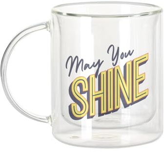 Fabulous Dubbelväggig glasmugg - kan du skina typografi meddelande självkärlek kärlek väl vara positiva vibbar - kaffekopp och isolerad 330 ml hängande effekt mot buller, tryck i Frankrike