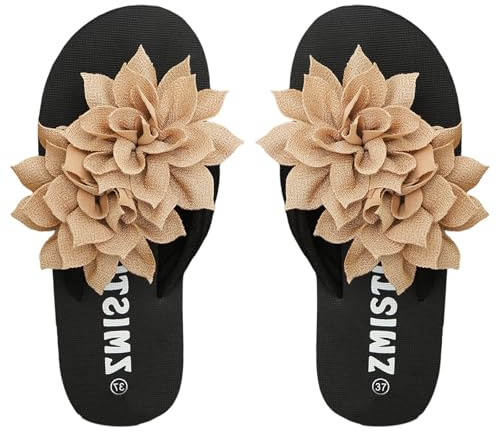 Generiska flip flops strandskor, tåsandaler damer sommar med blommor tofflor stora storlekar tofflor för semester sommarsandaler platå utomhussandaler breda fötter tofflor
