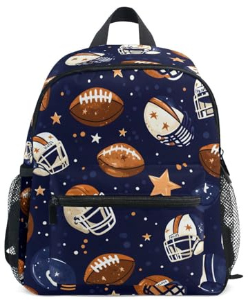 Mnsruu Kids Toddler Backpack American Football Helmet Stars, Preschool Kindergarten Bookbag Nursery Travel Bag for Boys Girls