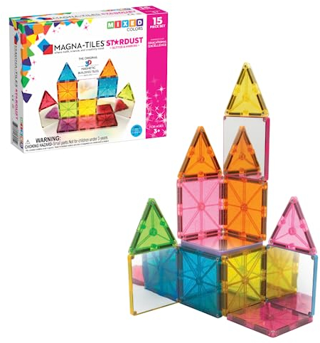 Magna-Tiles Stardust 15 Piece Set - 3D magnetic building tiles,for For Ages 3+, 9 x 2 x 7.5 inches