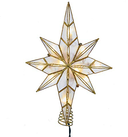 Kurt Adler 10-Light 11.4-Inch Capiz Bethlehem Star Treetop