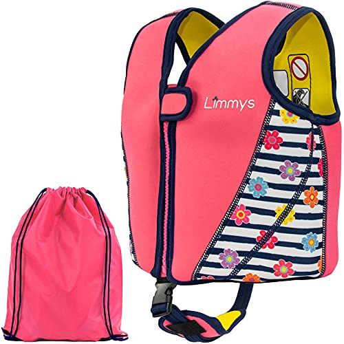 Limmys Gilet Natation Enfant Premium – Gilet Piscine Enfant Moderne pour Filles, Garçons et Tout-Petits – Sac de Rangement Inclus