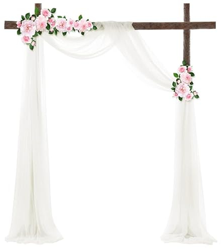 BIT.FLY Wedding Decoration Voile Fabric - White Fabric 135cm x 500cm Bed Frame Draperies Curtains Can be Used for Wedding Arches Celebrations Parties Home Decoration