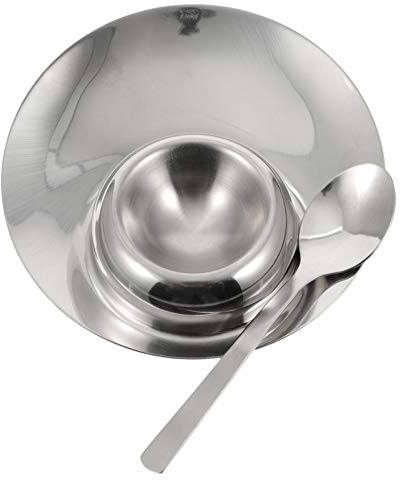 Cabilock Eierbecher Edelstahl Eierablage Gekochtes Ei Geschirr mit Löffel Frühstück Dessert Serviergeschirr Restaurant Zuhause Küchenutensilien Make Up Schwamm Halterung