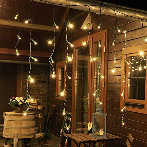 CLGarden Premium Eisregen Lichtervorhang Generalüberholt 400 LED warmweiß außen innen 8m Vorhang 5 Jahre Garantie